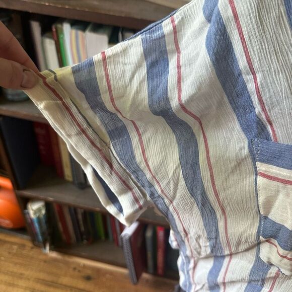 The Good Jane M cropped blue striped button down top - Picture 2 of 4